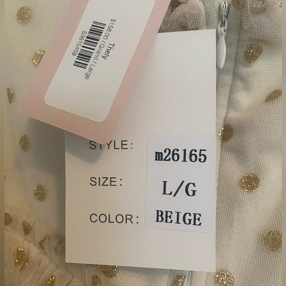 Off white maxi dress with gold polka dots - Picture 3 of 10